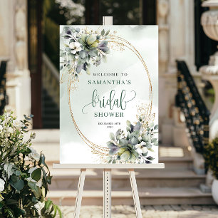 Dusty Green Watercolor Bridal Shower Welcome Sign