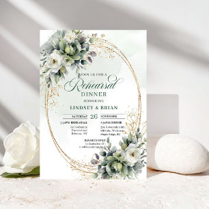 Dusty Green Watercolor Rehearsal Dinner Invitation
