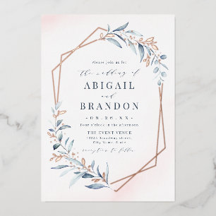 Dusty Greenery Rose Gold Geometric Rustic Wedding