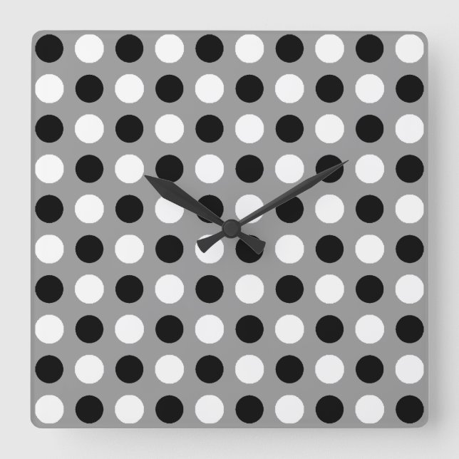 Dusty Grey Polka Dots Square Wall Clock (Front)