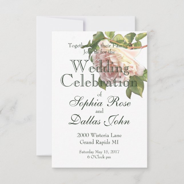 Dusty Ivory Roses, romantic white roses Invitation (Front)