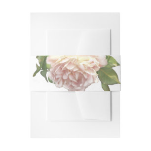 Dusty Ivory white elegant Rose Invitation Belly Band