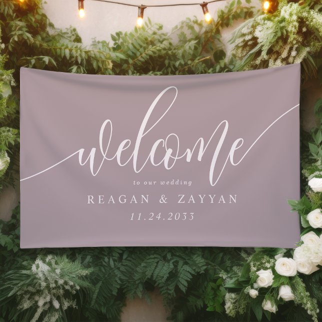Dusty Lavender Calligraphy Simple Wedding Welcome Banner (Creator Uploaded)