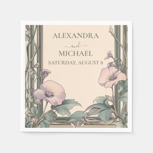 Dusty Lavender Frame wedding Napkin (Front)