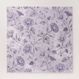 Dusty Lavender Morning Glories Elegant Floral Jigsaw Puzzle