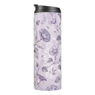 Dusty Lavender Morning Glories Elegant Floral Thermal Tumbler