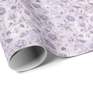 Dusty Lavender Morning Glories Elegant Floral  Wrapping Paper