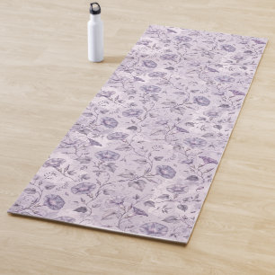 Dusty Lavender Morning Glories Elegant Floral Yoga Mat