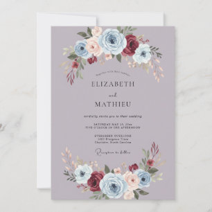 Dusty Lavender Ornate Autumn Wedding Invitation