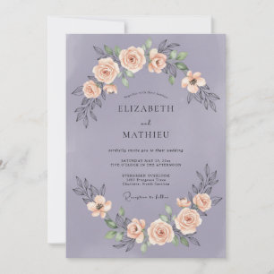 Dusty Lavender Peony Wedding Invitation