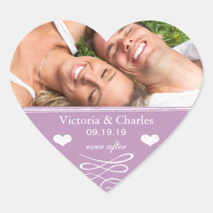 Dusty Lavender Purple Beach Destination Wedding Heart Sticker