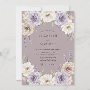 Dusty Lavender Romantic Rose Wedding Invitation