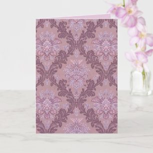 Dusty Lavender Rose Mauve Lilac Elegant Damask Card