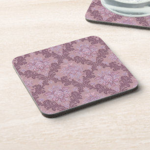 Dusty Lavender Rose Mauve Lilac Elegant Damask Coaster