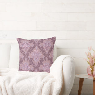 Dusty Lavender Rose Mauve Lilac Elegant Damask Cushion