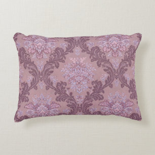 Dusty Lavender Rose Mauve Lilac Elegant Damask Decorative Cushion