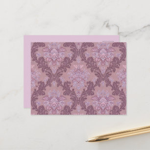Dusty Lavender Rose Mauve Lilac Elegant Damask Holiday Postcard