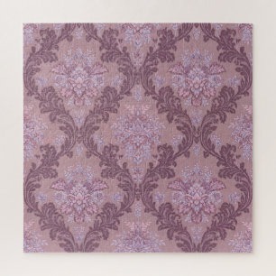Dusty Lavender Rose Mauve Lilac Elegant Damask  Jigsaw Puzzle