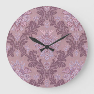 Dusty Lavender Rose Mauve Lilac Elegant Damask Large Clock