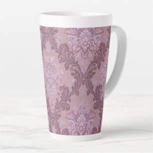 Dusty Lavender Rose Mauve Lilac Elegant Damask Latte Mug