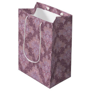 Dusty Lavender Rose Mauve Lilac Elegant Damask Medium Gift Bag