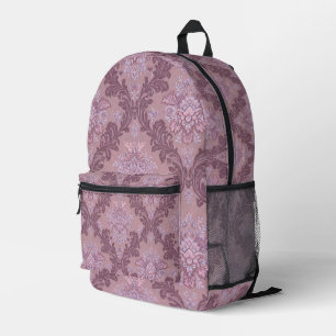 Dusty Lavender Rose Mauve Lilac Elegant Damask  Printed Backpack