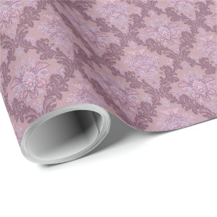 Dusty Lavender Rose Mauve Lilac Elegant Damask Wrapping Paper