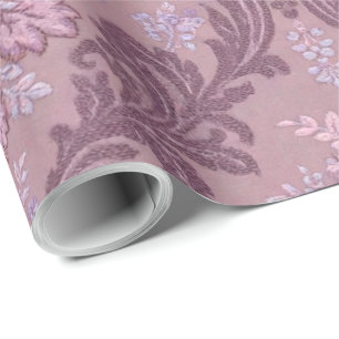 Dusty Lavender Rose Mauve Lilac Elegant Damask Wrapping Paper