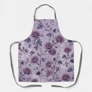 Dusty Lavender Rose Moody Dreamy Hues Floral  Apron