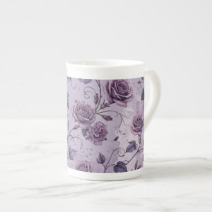 Dusty Lavender Rose Moody Dreamy Hues Floral Bone China Mug