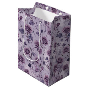 Dusty Lavender Rose Moody Dreamy Hues Floral Medium Gift Bag