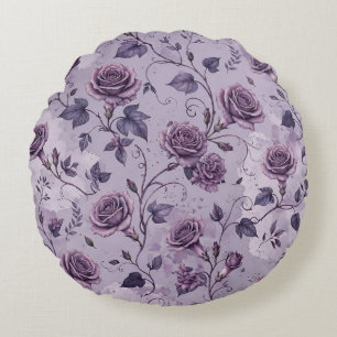 Dusty Lavender Rose Moody Dreamy Hues Floral Round Cushion