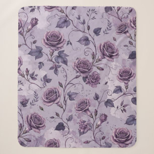 Dusty Lavender Rose Moody Dreamy Hues Floral Sherpa Blanket