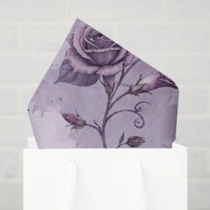 Dusty Lavender Rose Moody Dreamy Hues Floral Tissue Paper