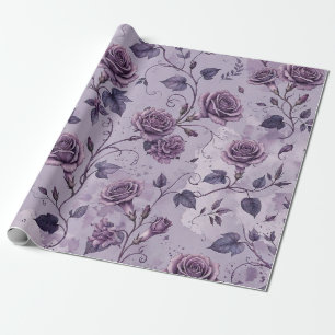 Dusty Lavender Rose Moody Dreamy Hues Floral Wrapping Paper