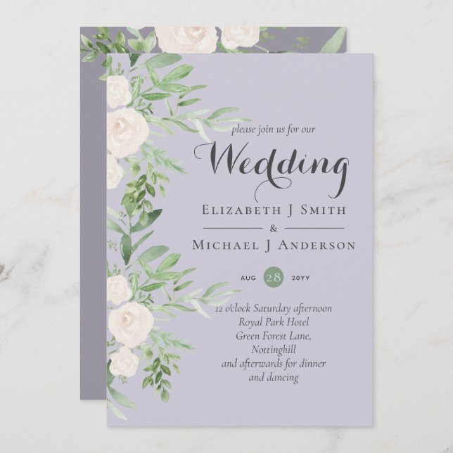 Dusty Lavender Sage Floral Wedding BUDGET (Front/Back)