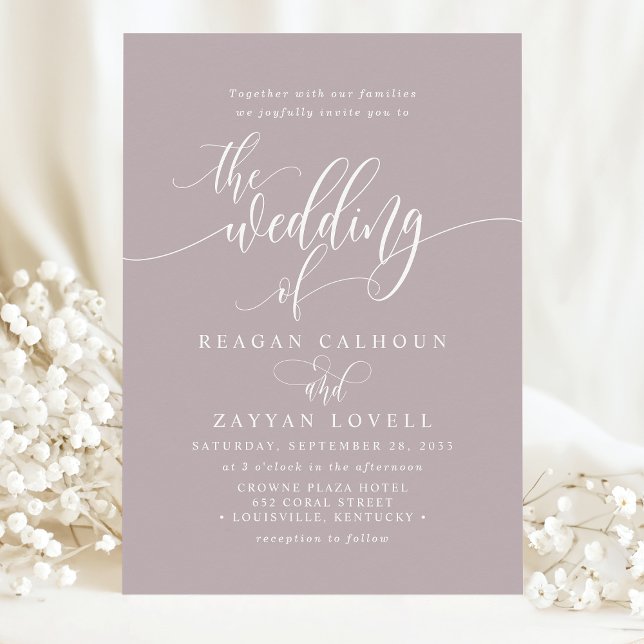 Dusty Lavender Simple Modern Script Wedding Invitation (Creator Uploaded)