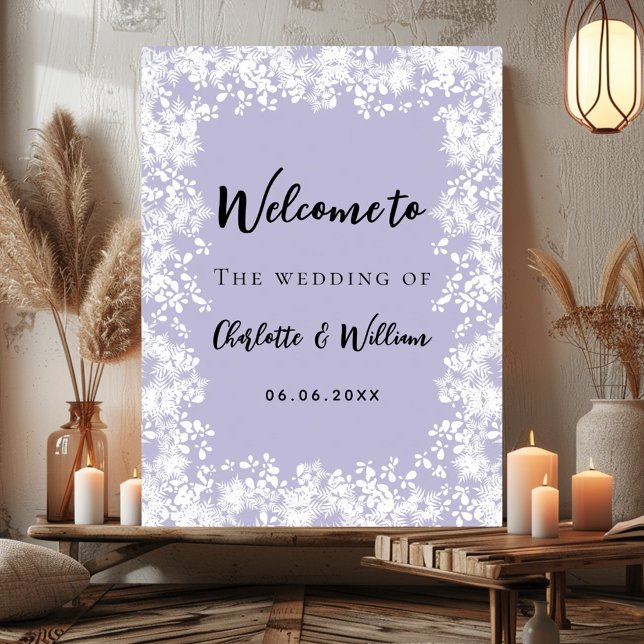 Dusty lavender snowflakes wedding welcome sign (Creator Uploaded)