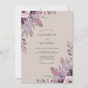 Dusty Lilac Blossom Wedding Invitation