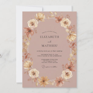Dusty Lilac Mauve Wreath Wedding Invitation