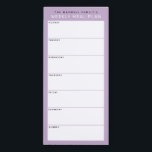 Dusty Lilac Minimalist Simple Family Meal Planning Magnetic Notepad<br><div class="desc">Write your dinners on this magnetic note pad for an easy way to plan out the week's meals and stick it up on your fridge, pantry door or command centre. The simple, modern layout in soft, pastel purple, black and white with sans serif fonts will appeal to every visually organised...</div>
