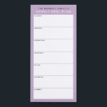 Dusty Lilac Minimalist Simple Family Meal Planning Magnetic Notepad<br><div class="desc">Write your dinners on this magnetic note pad for an easy way to plan out the week's meals and stick it up on your fridge, pantry door or command centre. The simple, modern layout in soft, pastel purple, black and white with sans serif fonts will appeal to every visually organised...</div>