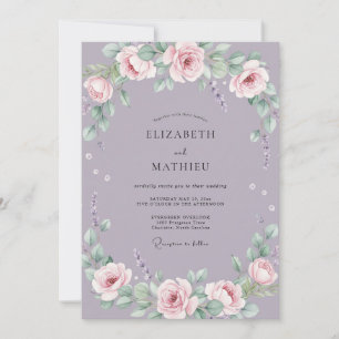Dusty Lilac Refined Rose Wedding Invitation