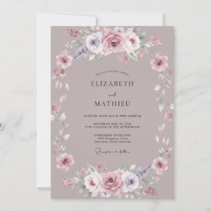 Dusty Mauve Blossom Wedding Invitation