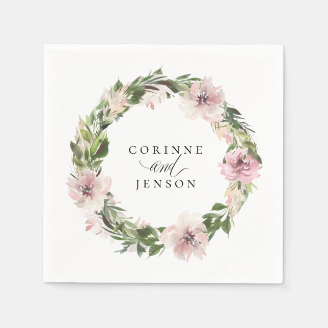 Dusty Mauve Botanical Personalised Paper Napkins (Front)