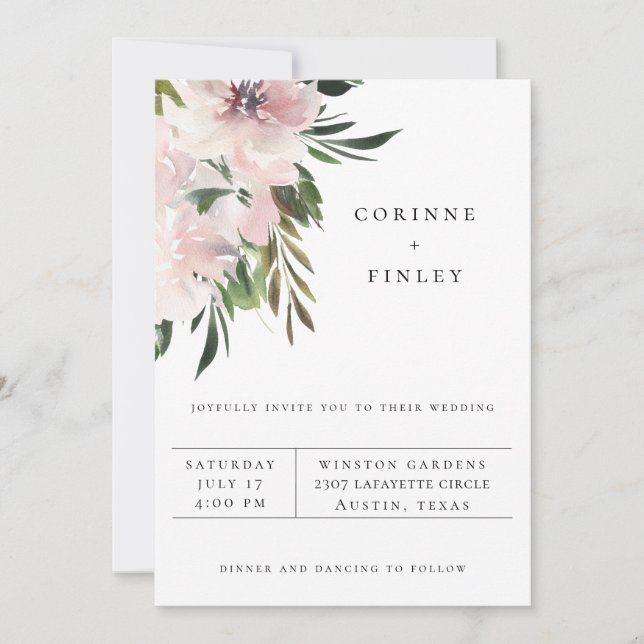 Dusty Mauve Botanical Wedding Invitation (Front)
