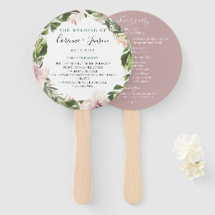 Dusty Mauve Botanical Wedding Program Hand Fans