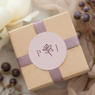 Dusty Mauve & Burgundy   Elegant Floral Wedding  Classic Round Sticker