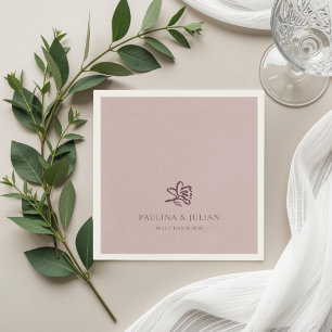 Dusty Mauve & Burgundy Elegant Floral Wedding Napkin