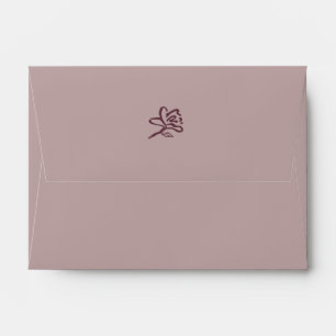 Dusty Mauve & Burgundy Simple Floral Wedding Envelope